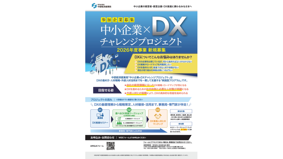 「中小企業×DXチャレンジプロジェクト」参加企業募集のチラシ画像
