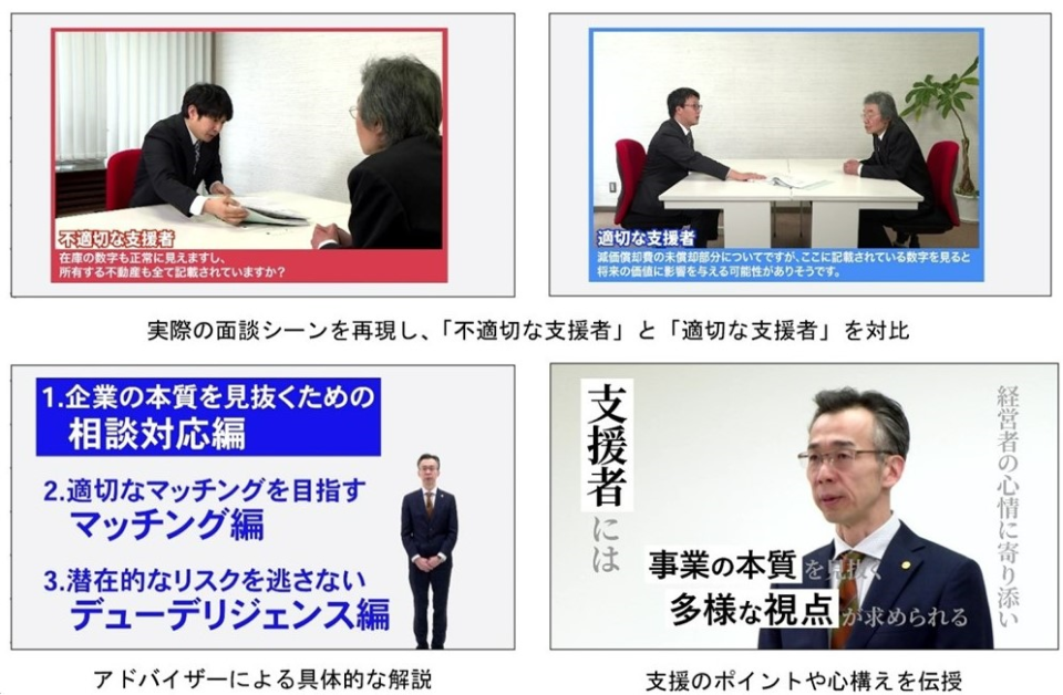 事業承継『M&A』支援教材の動画内容を紹介した画像