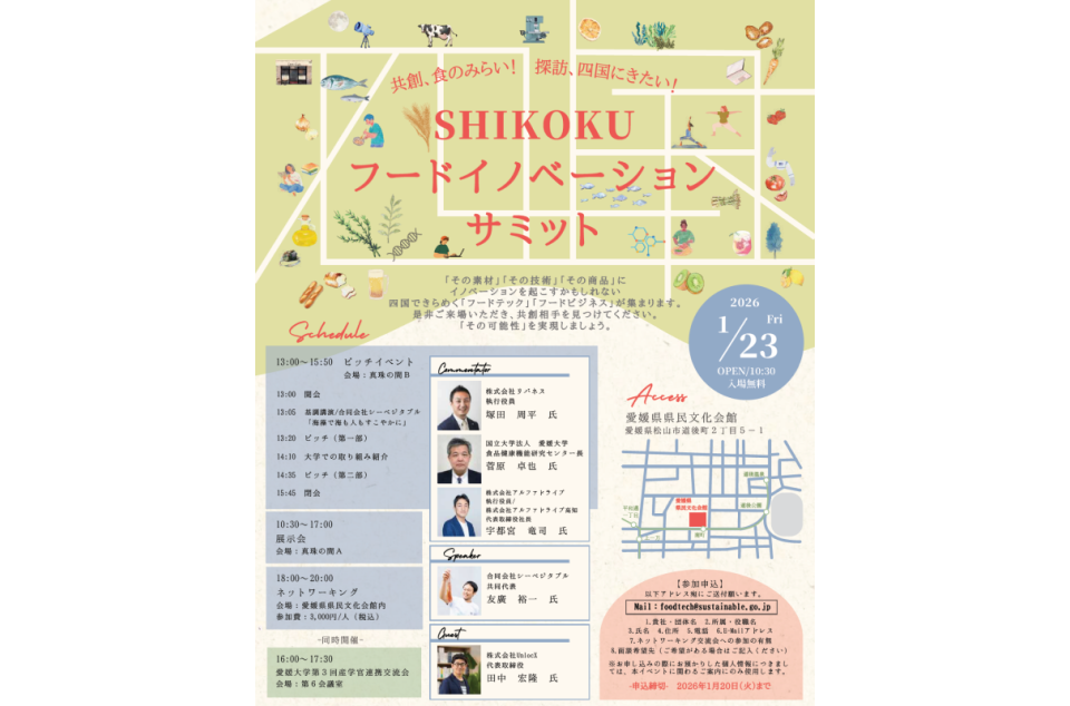 「SHIKOKUフードイノベーションサミット」開催のチラシ画像