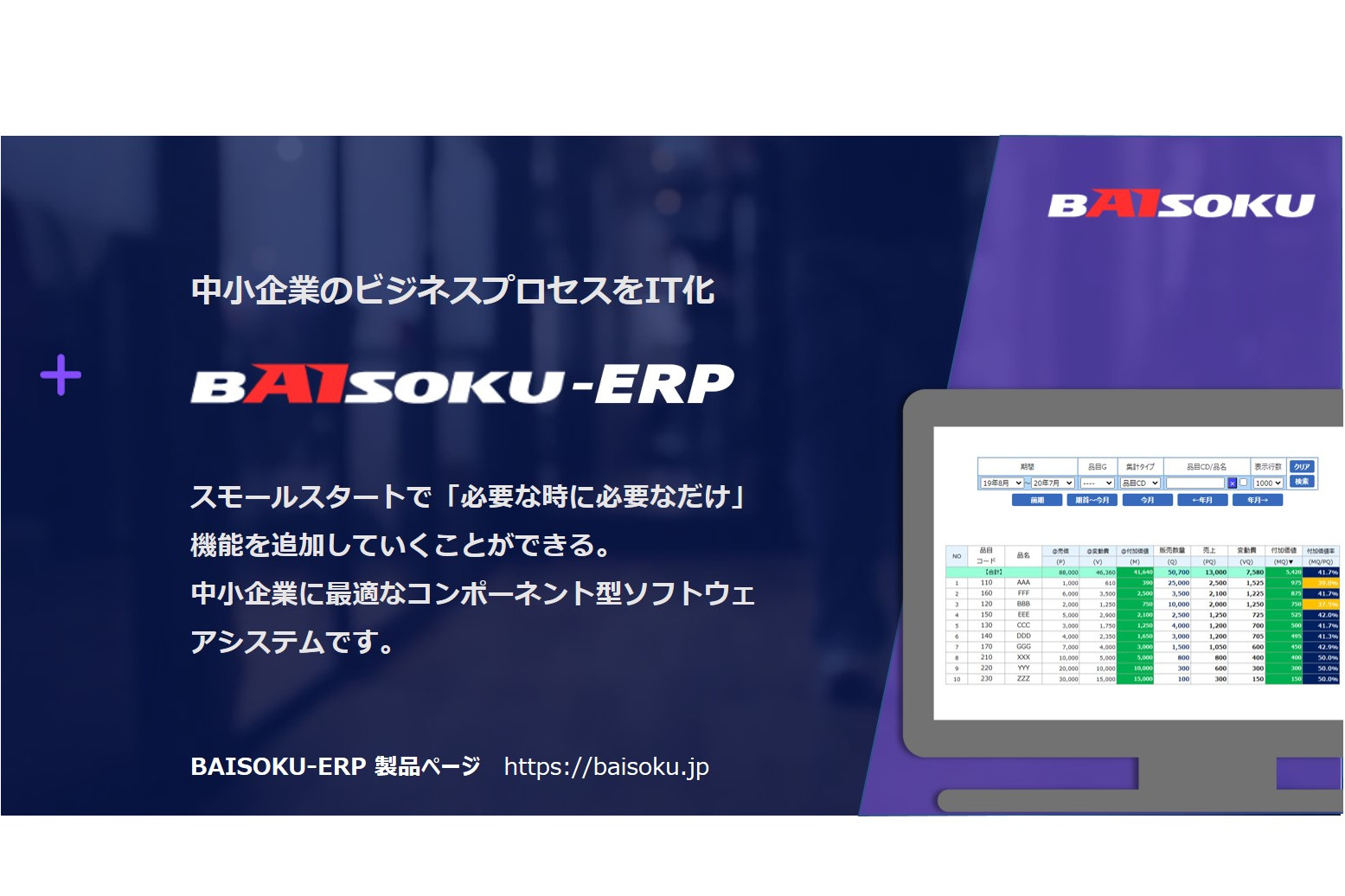 中小企業向けフルオーダー型ERP『BAISOKU-ERP』の紹介